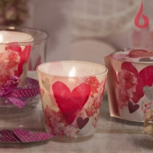 Klaasis küünal Kaks südant 115g, 30h