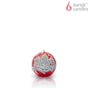 Dekoratiivküünal Öökull 80 ,39h,250g hall,punane,valge