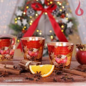 Klaasis küünal Kuldsed jõulud 115g 30h